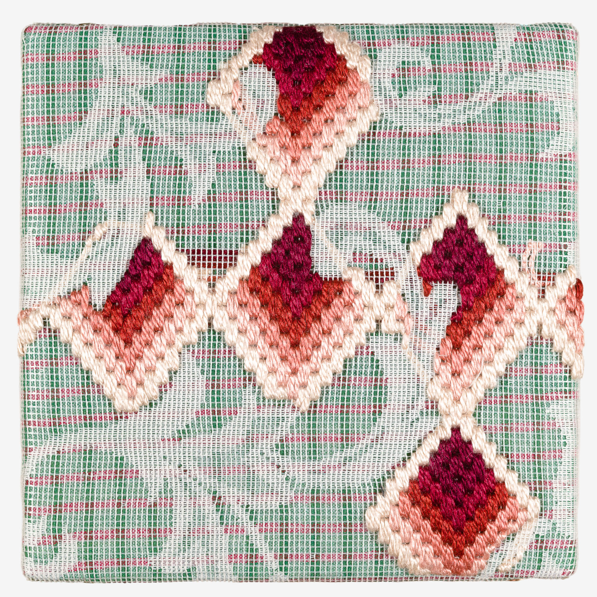 Cecilia Charlton, Triple-layer gather-gusset [red squares], 2019