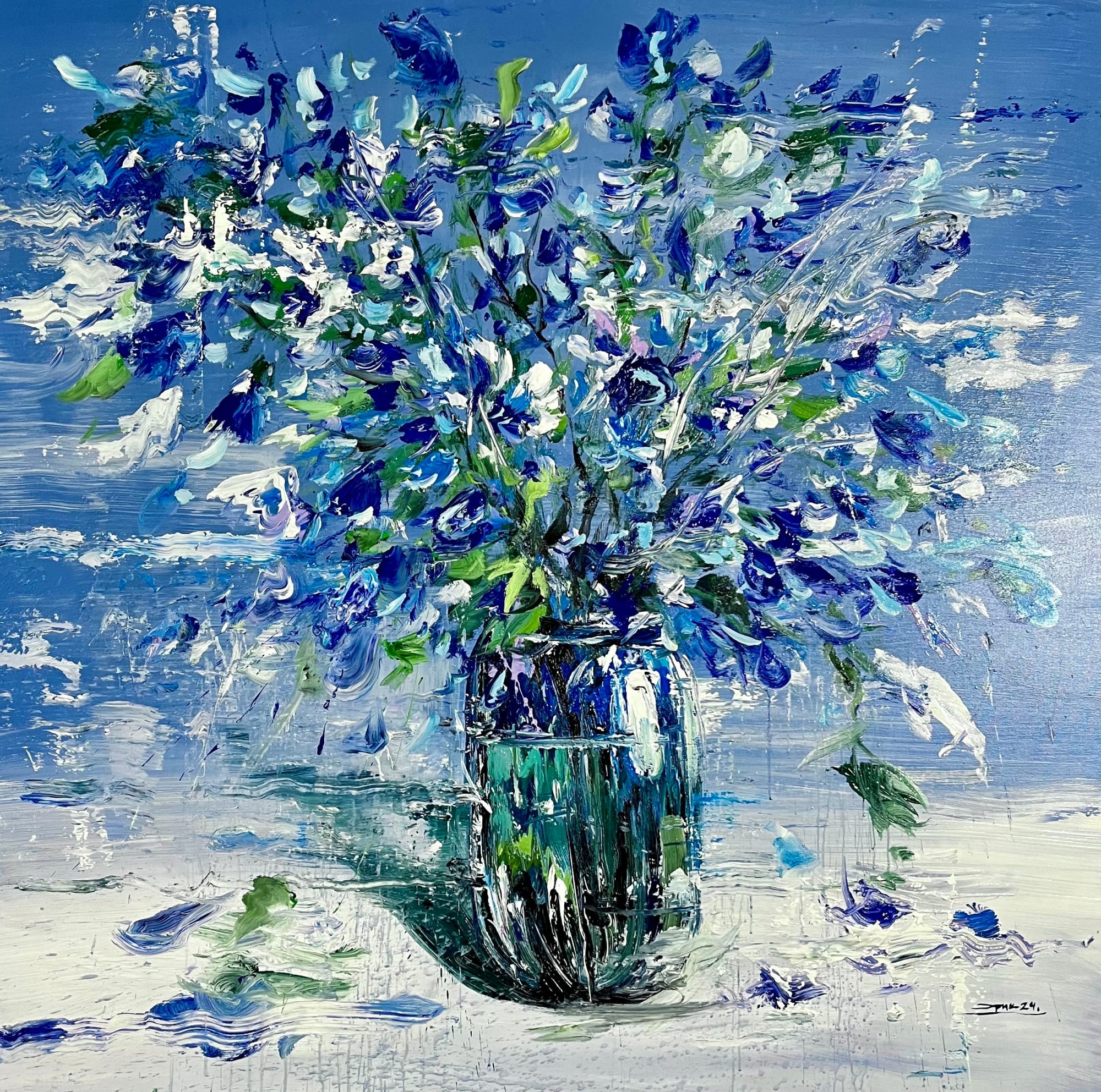Eric Alfaro, Blue Petals, 2024