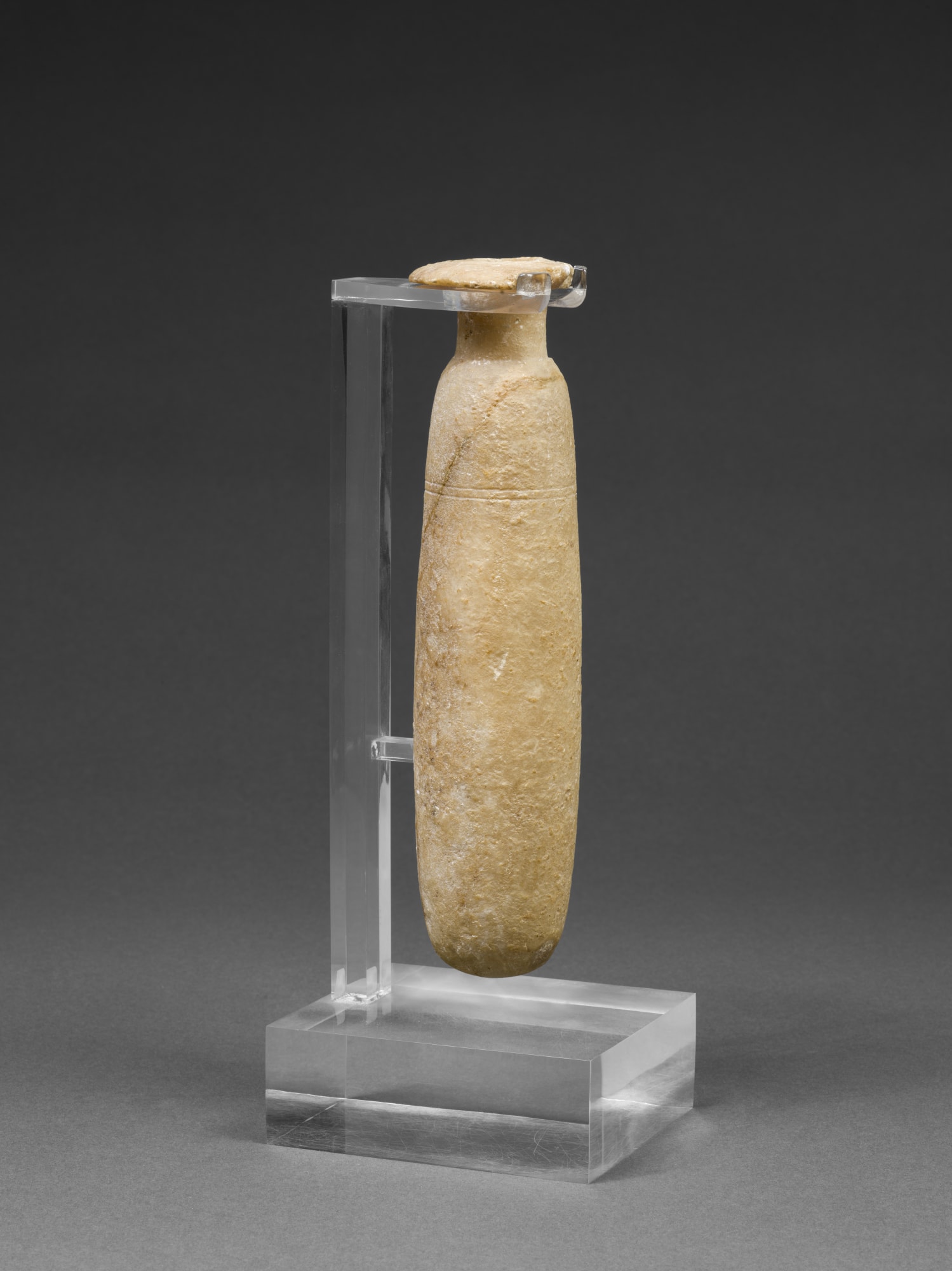 Hellenistic Gypsum Alabaster Alabastron, circa 3rd Century B.C