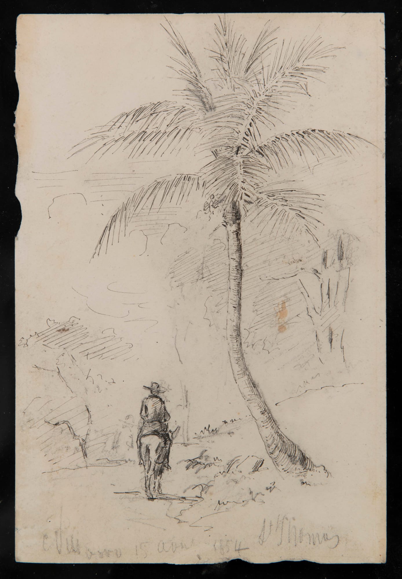 Camille Pissarro, Palmiers / Femmes Parlant (verso), c. 1850