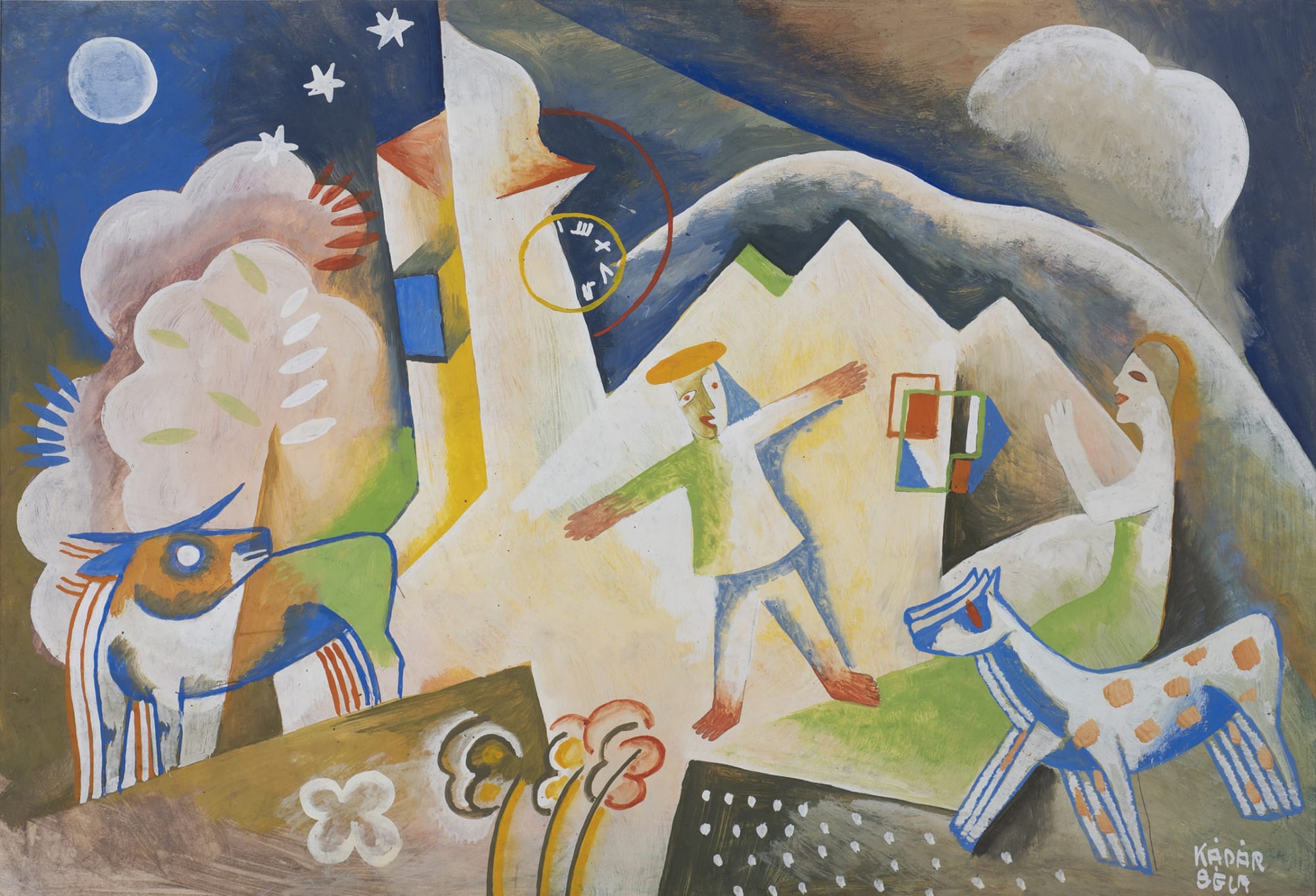 Béla Kadar, Two Figures with Horse and Cow, c. 1925