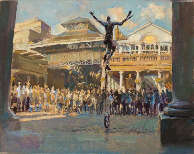 Rob Pointon AROI RBSA MAFA, Gathering a Crowd, Covent Garden, 2018