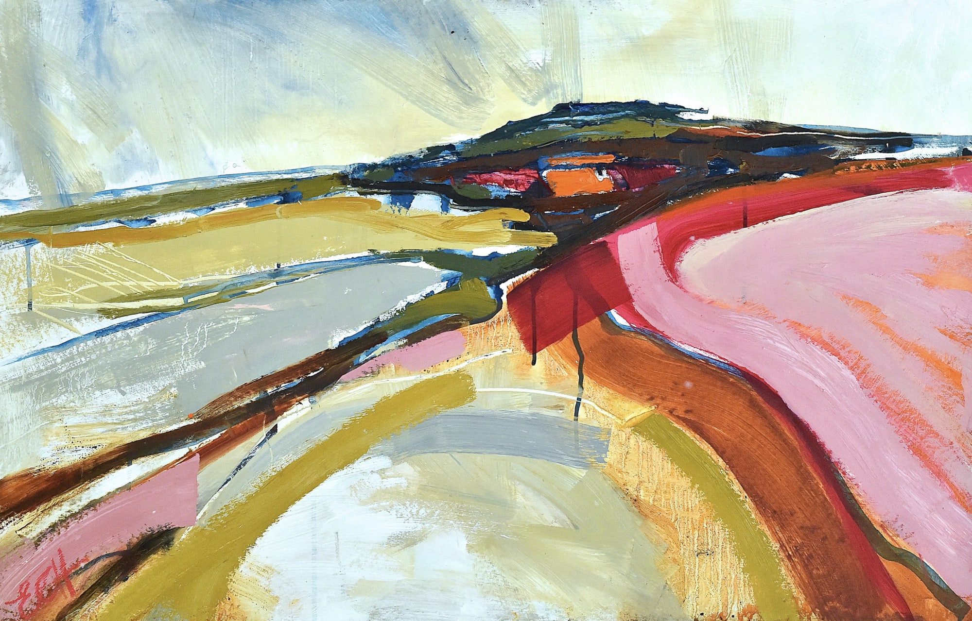 Emma Haggas, Abstract Landscape in Pink and Orange IV