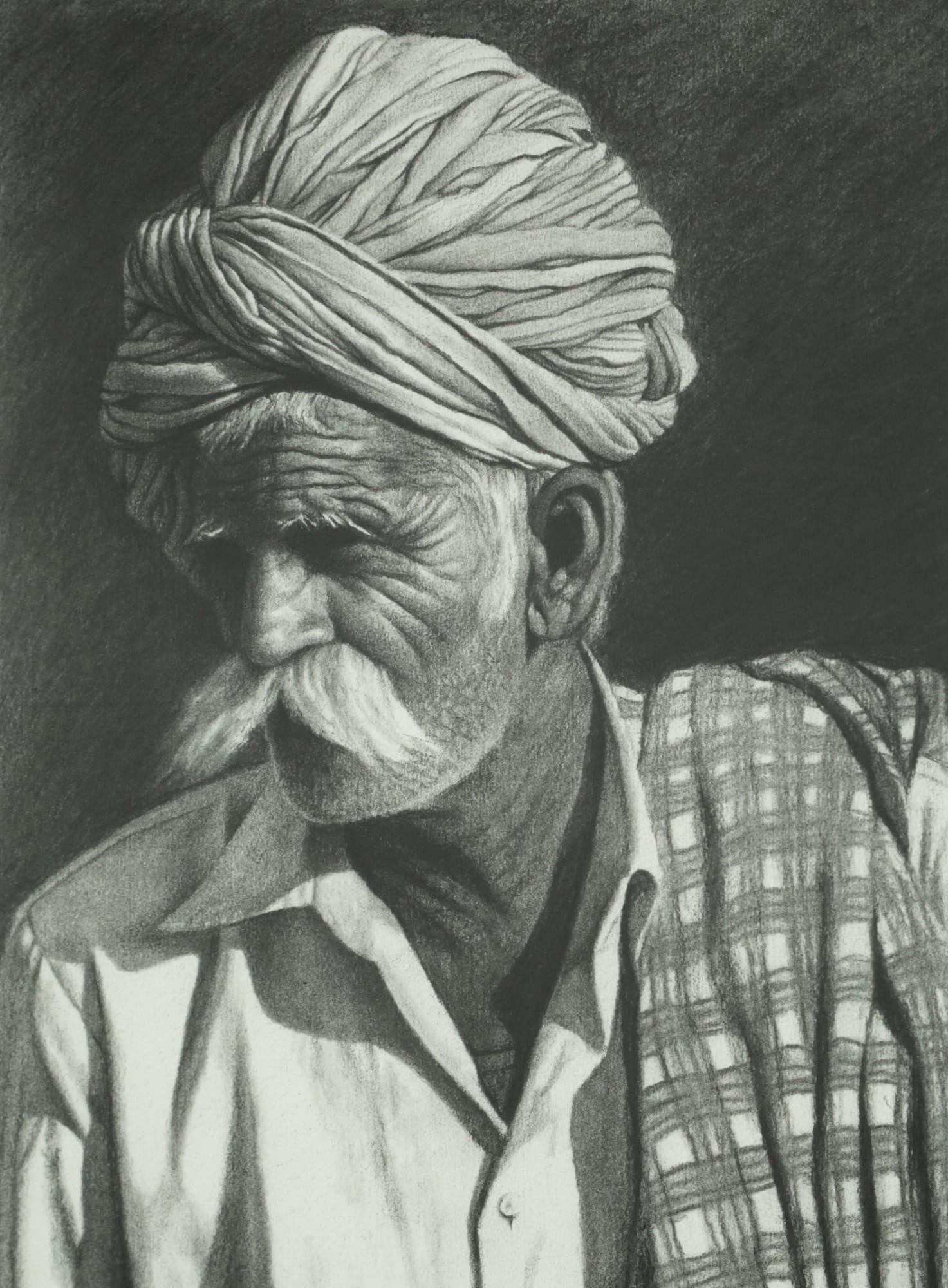 Mark Clark, Rajasthani Man with Checked Shawl
