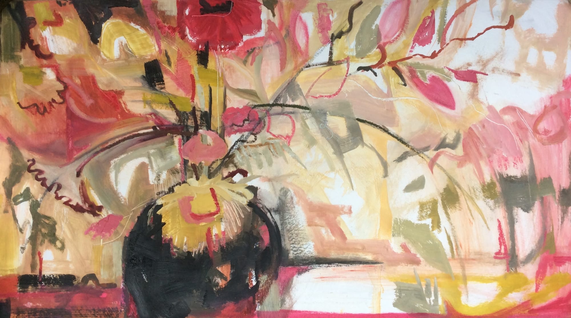 Emma Haggas, Flowers in a Black Vase