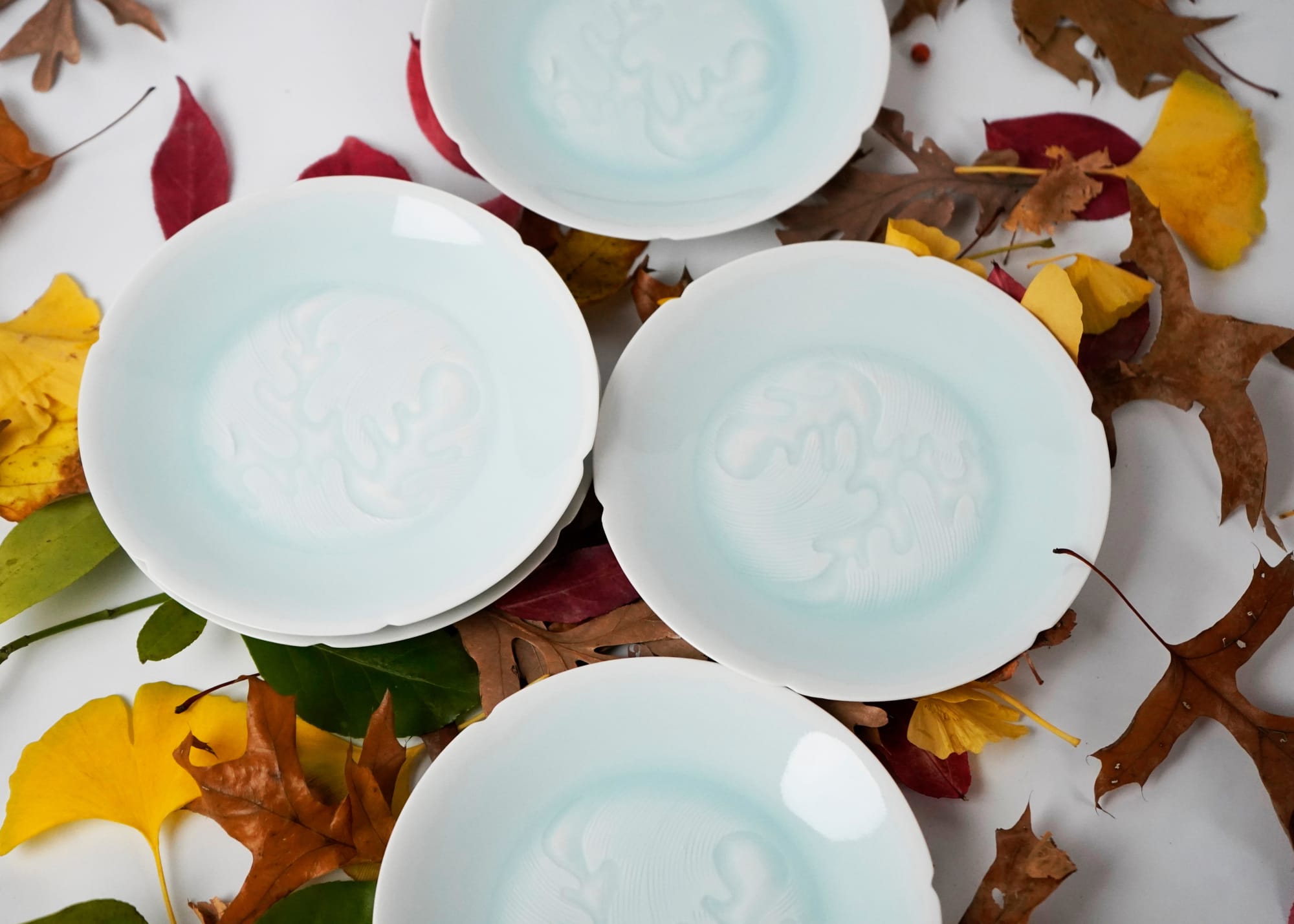 TSUKAMOTO Kaiji 塚本快示, Set of 5 Small Plates With Wave Patterns 1 青海波 食器揃, LNT