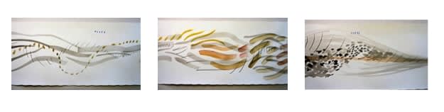 Clara Claus Mouvement 1 Painting, ink, pencil and pastel on paper 28 x 760 cm