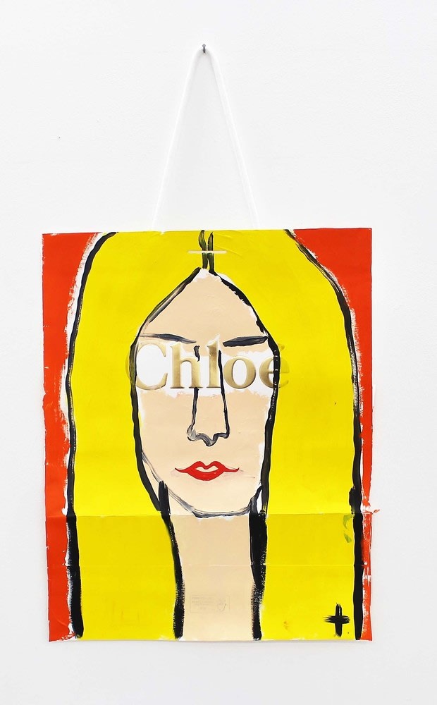 Castelbajac Chloé c'est Vigny acrylic on bag 65,5 X 36,5 cm