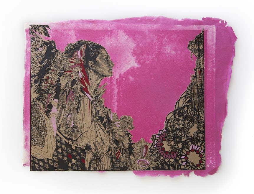 Swoon Ice Queen Hand painted with silkscreen ink and acrylic gouache on handmade paper *Paper made by the artist 50 x 65 cm 19.5" x 25.5"