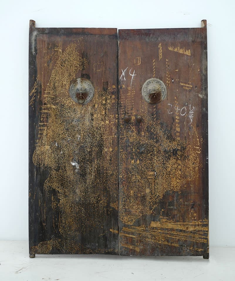 Vhils Yield series #3 Carved wooden antic door 230 x 180 cm