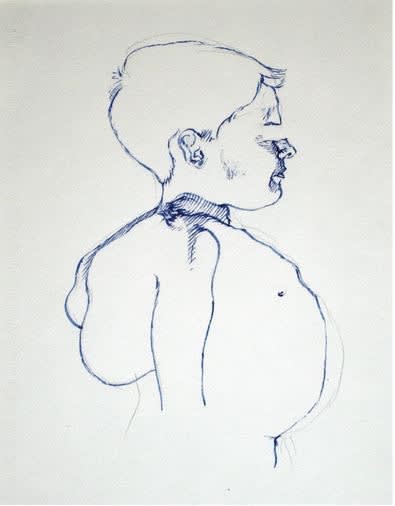 Matt Collishaw Untitled (from old medicine book) Blue ink and pencil on paper 32,5 x 25 cm