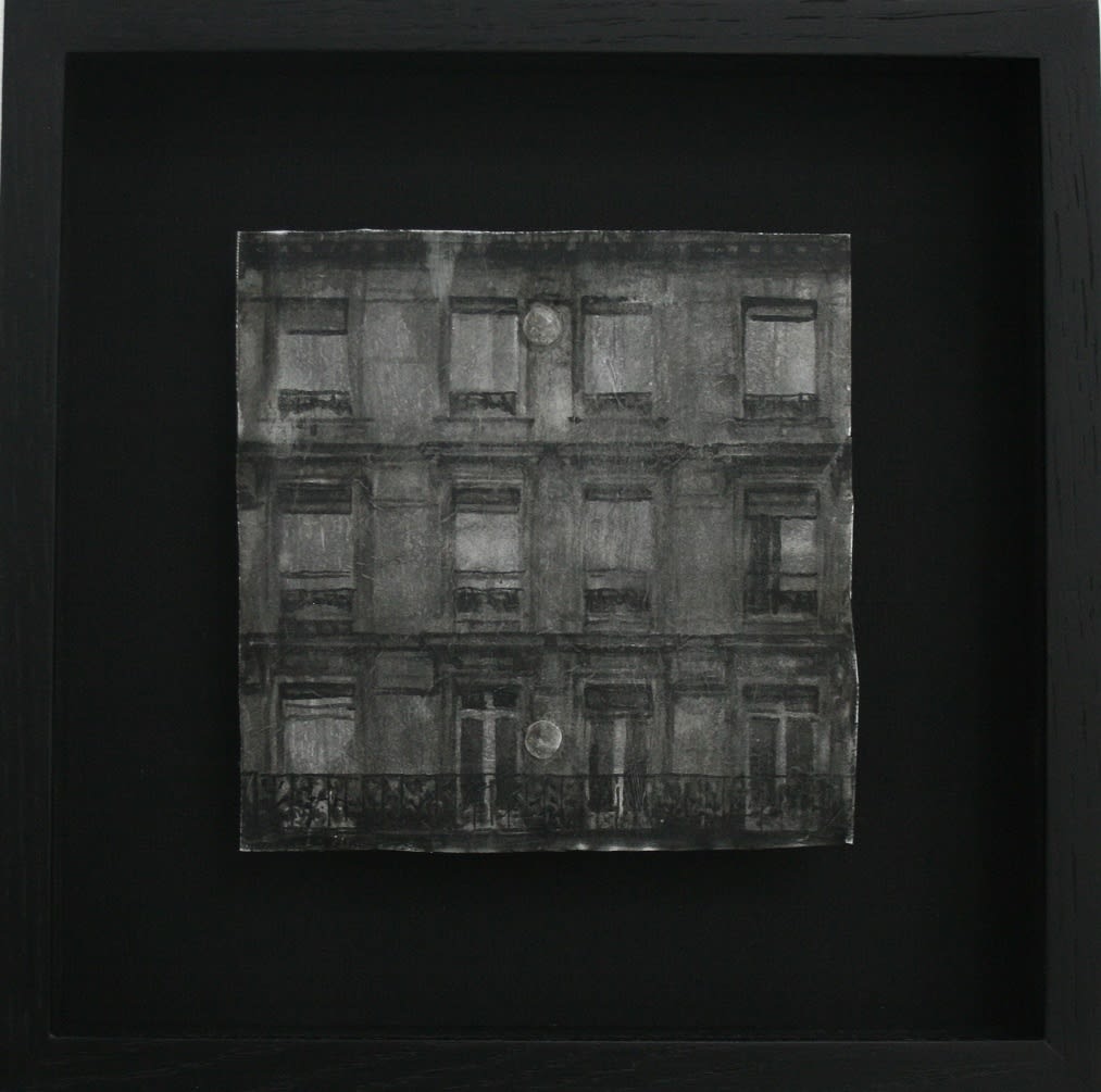 Yz Lost in the city 4 ink on silk paper mounted on zinc 26.8x26.8x4cm