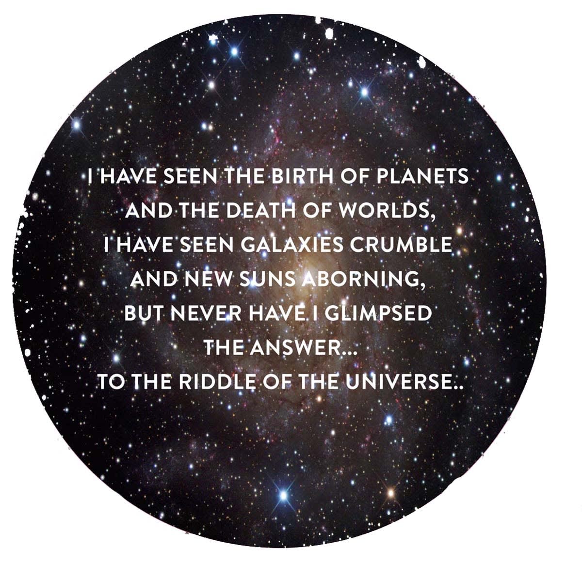 Vuk Vidor Newton quotes, Riddle Digital print on aluminium and resine diam : 50 cm