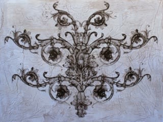 Yz LOST IN THE CITY PARIS ORNAMENT 3 ink on silk paper and canvas 130 cm x 97 cm