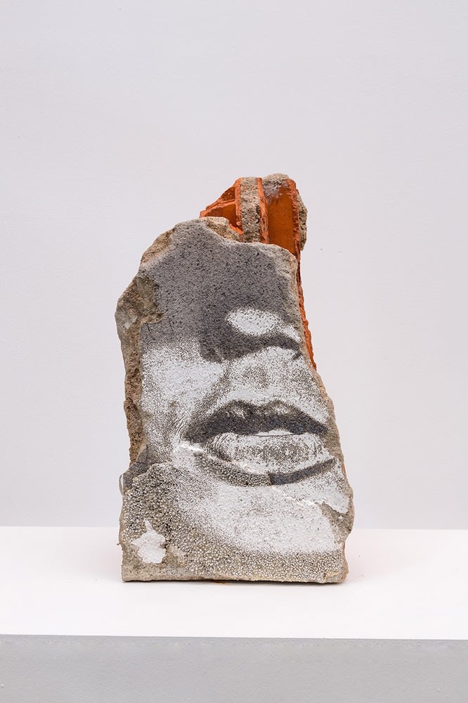 Vhils Shatter Series #01 Laser-engraved fragment from demolished building (brick, plaster, concrete, paint) 54 x 28 x 26 cm