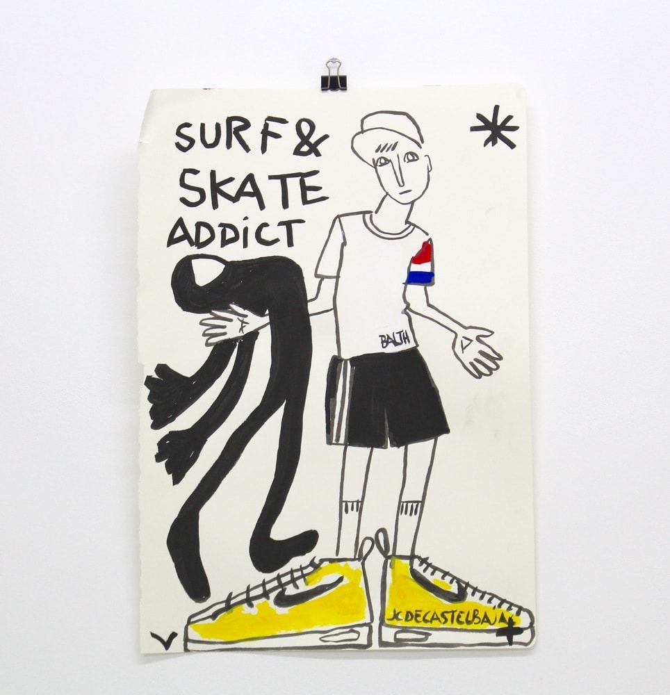 Castelbajac Surf & skate addict drawing on paper 42 x 29.5 cm