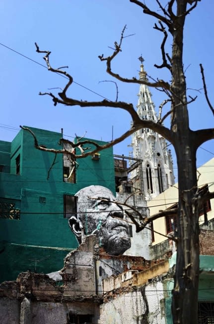 Jr The Wrinkles of the City, La Havana, Raul Cabrera Cardenas, (artwork by JR, project by JR & Jose Parla) Cuba Color print on metallic paper, mounted on aluminum 180 x 119,6 cm