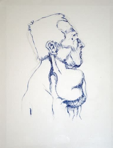 Matt Collishaw Untitled (From Ancient Medecine Book), Blue ink and pencil on paper 31,5 x 24 cm