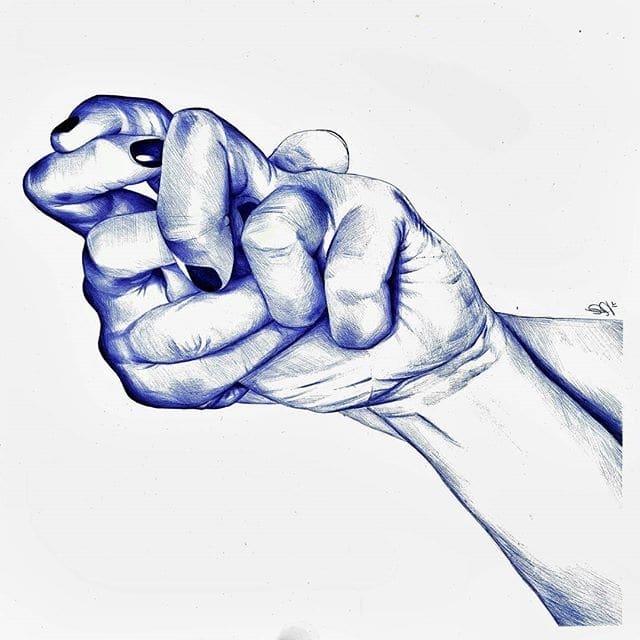 Youssef Boubekeur Noeud de mains 2 ink on paper 52.3 x 57 cm