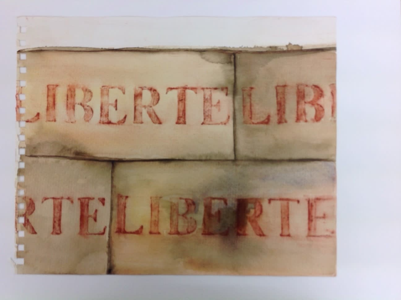 Rachel Labastie Liberté 1 sanguine and watercolors 30 x 24 cm