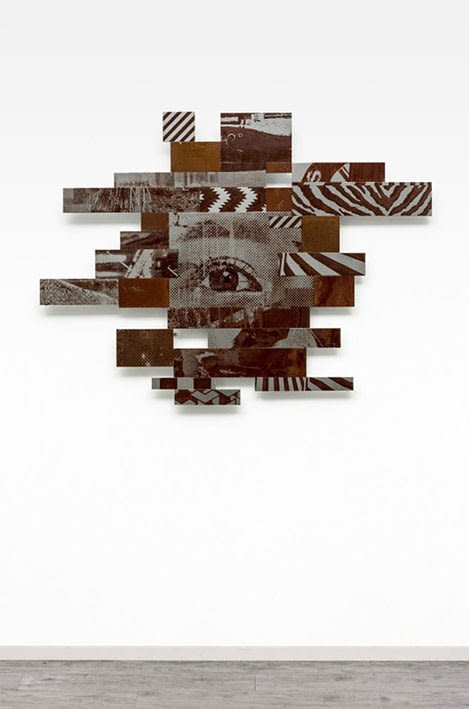 Vhils Perplex series #05 Acid-etched metal plates, cut and assembled 65 x 87 cm