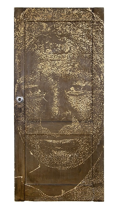 Vhils Imprint 01 Hand-carved old wooden doors 208 x 98 cm