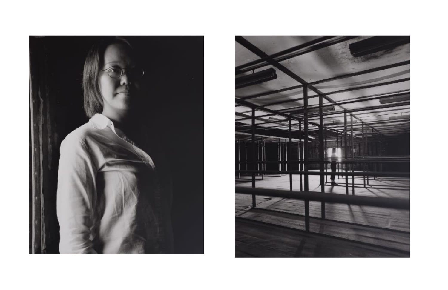 Huang Rui Set#6 2 gelatin silver prints & 2 black titanium structures 32 cm x 38,5cm (photographies); 56 cm x 70 cm (structures en titane) 32 cm x 38.5cm (prints); 56 cm x 70 cm (titanium structures)