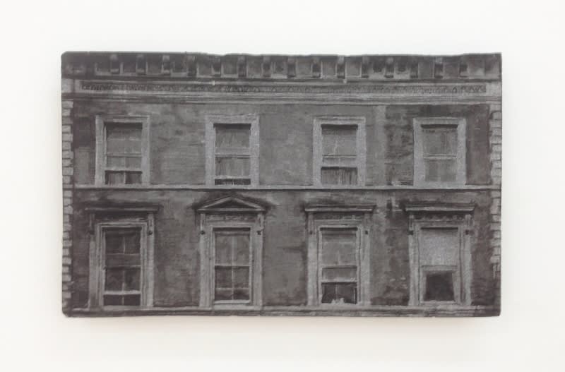 Yz Lost in the city London - South Kensington XXIV Ink and paper on vintage slate 51 x 31 cm