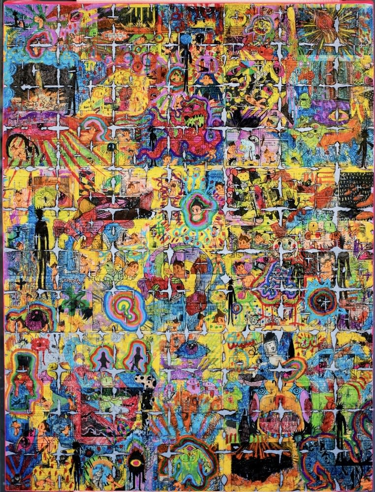 Hao Xiang Untitled Oil pastel, pen and paper on canvas 80 x 60 cm