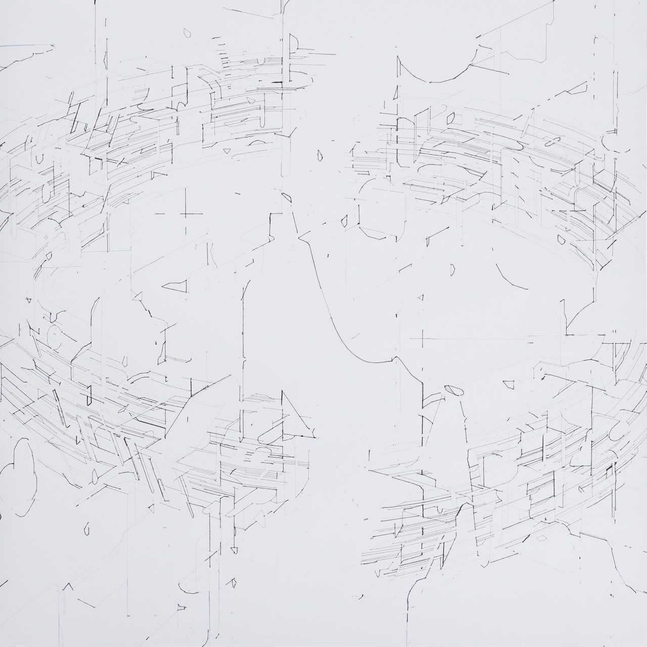 Keita Mori Bug Report (circuit) Stretched thread on paper 100 x 100 cm