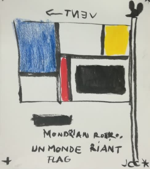 Castelbajac Un monde riant pastel on paper 23,5 x 20,5 cm