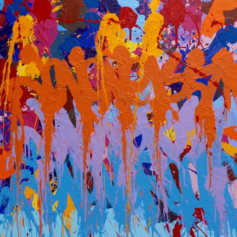 Jonone summer skies in shanghai Acrylic on canvas 100 x 100 cm