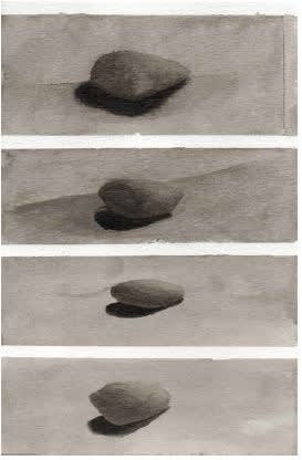 Alessandro Laita Untitled (Ruskin series - 4 stones) Watercolor and china on paper 15 x 22,5 cm 15x 22,5 cm