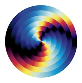 Felipe Pantone, Chromadynamica Circular Rug, collaboration with Pablo Limon, 2021