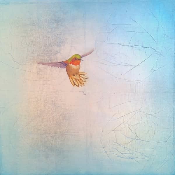 Carolyn Reynolds, Single Hummer Over Teal