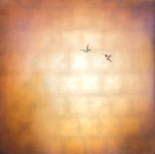 Carolyn Reynolds, Two Hummers in Gold and Amber, 2020