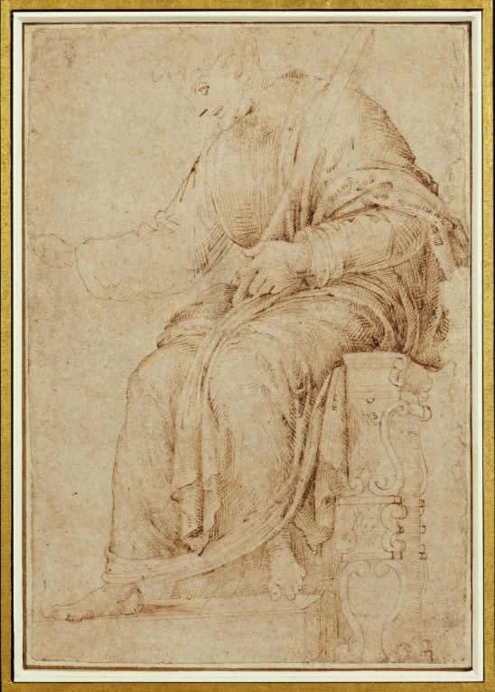 MICHELANGELO BUONARROTI called Michelangelo, Study after the antique sculpture of Jupiter, c. 1490