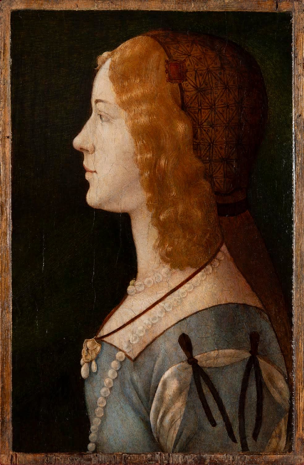 Giovanni Ambrogio de Predis, Portrait of a young woman in profile, c. 1495 - 1500