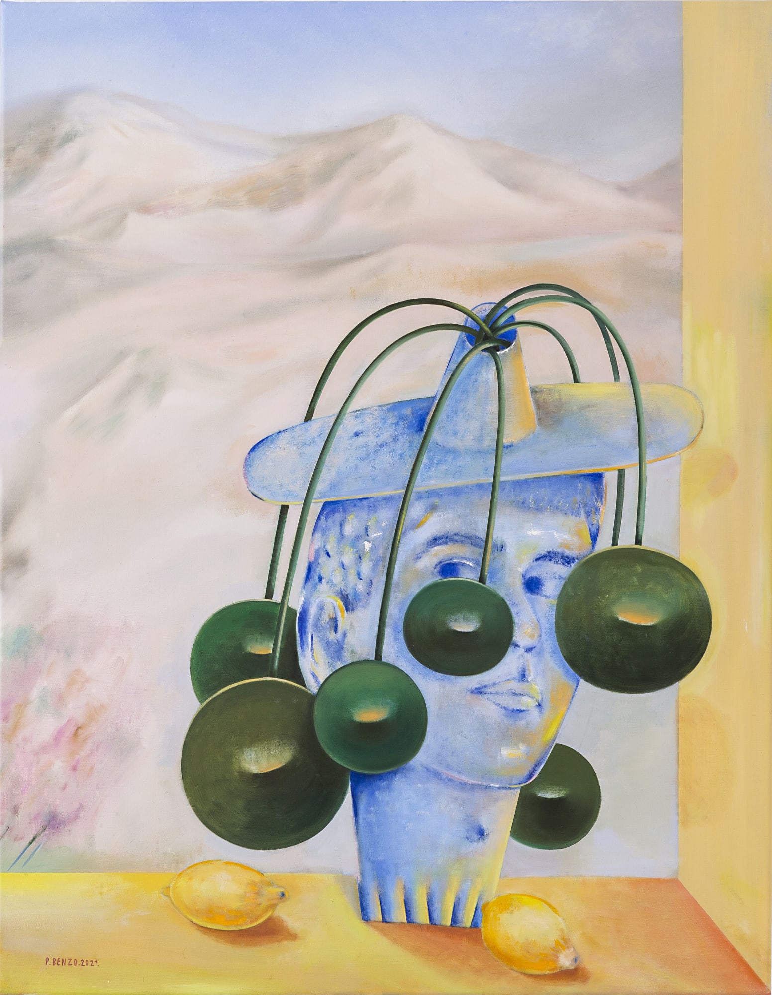 Pablo Benzo, Self portrait with imaginary pileas, 2021