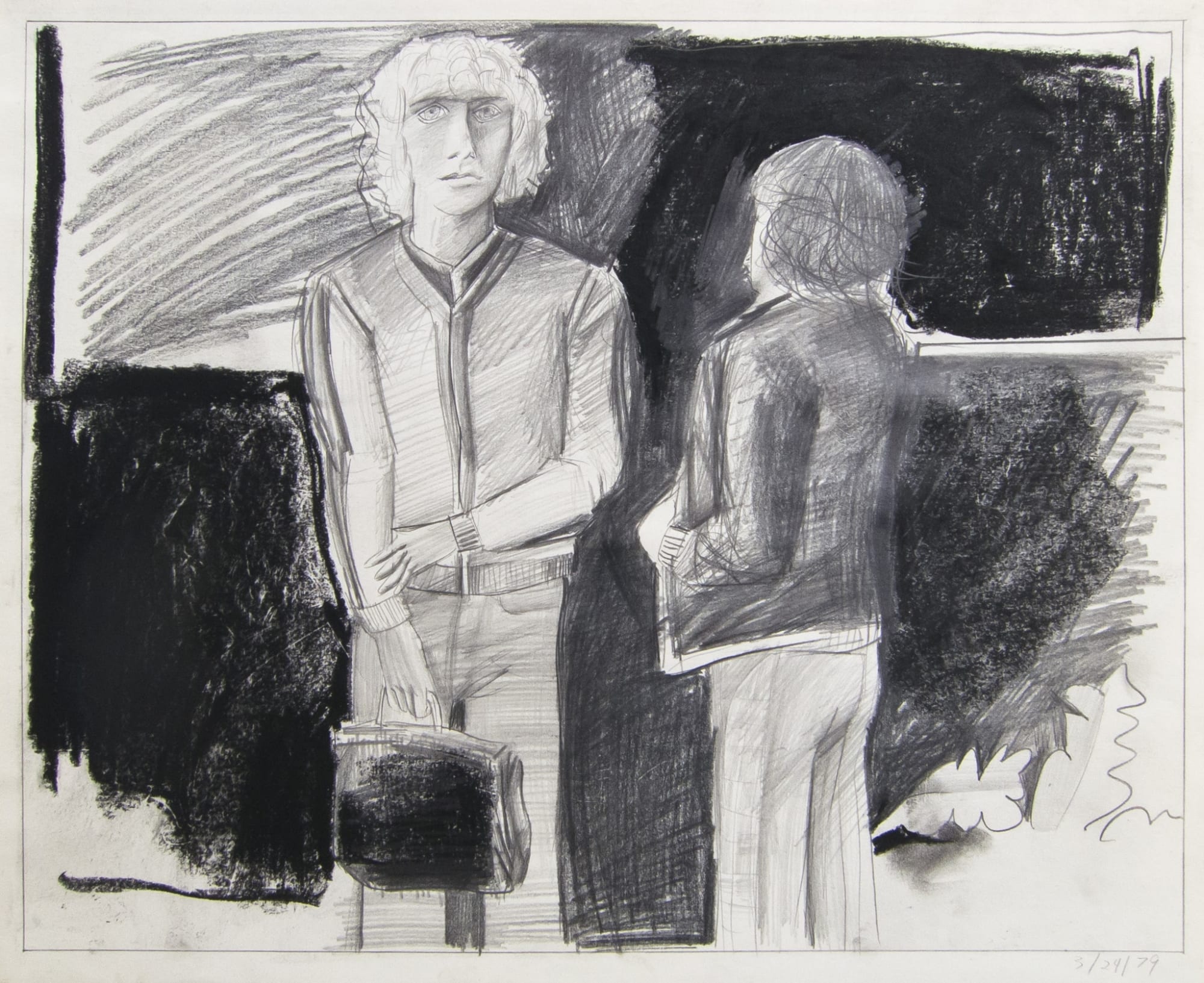 Patrick Angus, Man with Briefcase and Second Man, 3/24/79, 1979