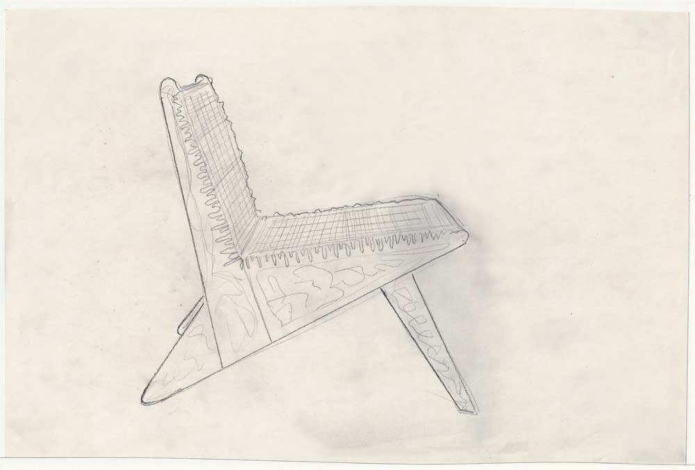 Michael Boyd for PLANEfurniture, Drawing of WEDGEseries Lounge chair with cord- side view, 2012