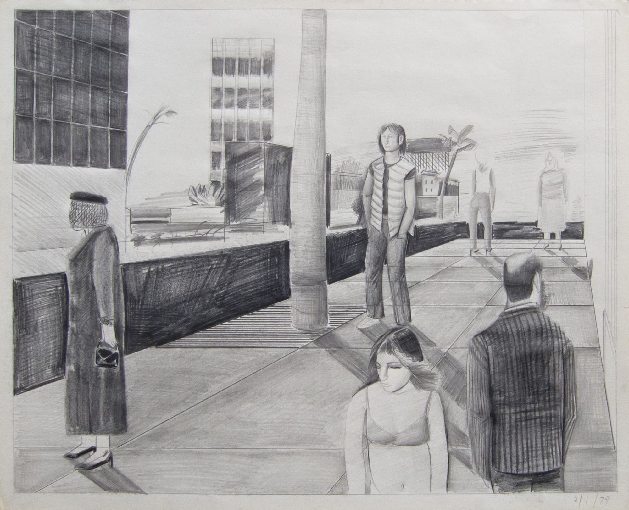 Patrick Angus, Street Scene with Six Figures, 2/1/79, 1979