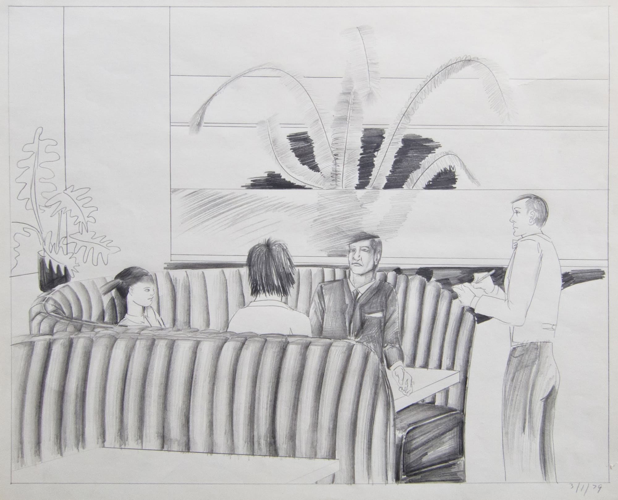 Patrick Angus, Family in Booth Diner, 3/21/79, 1979