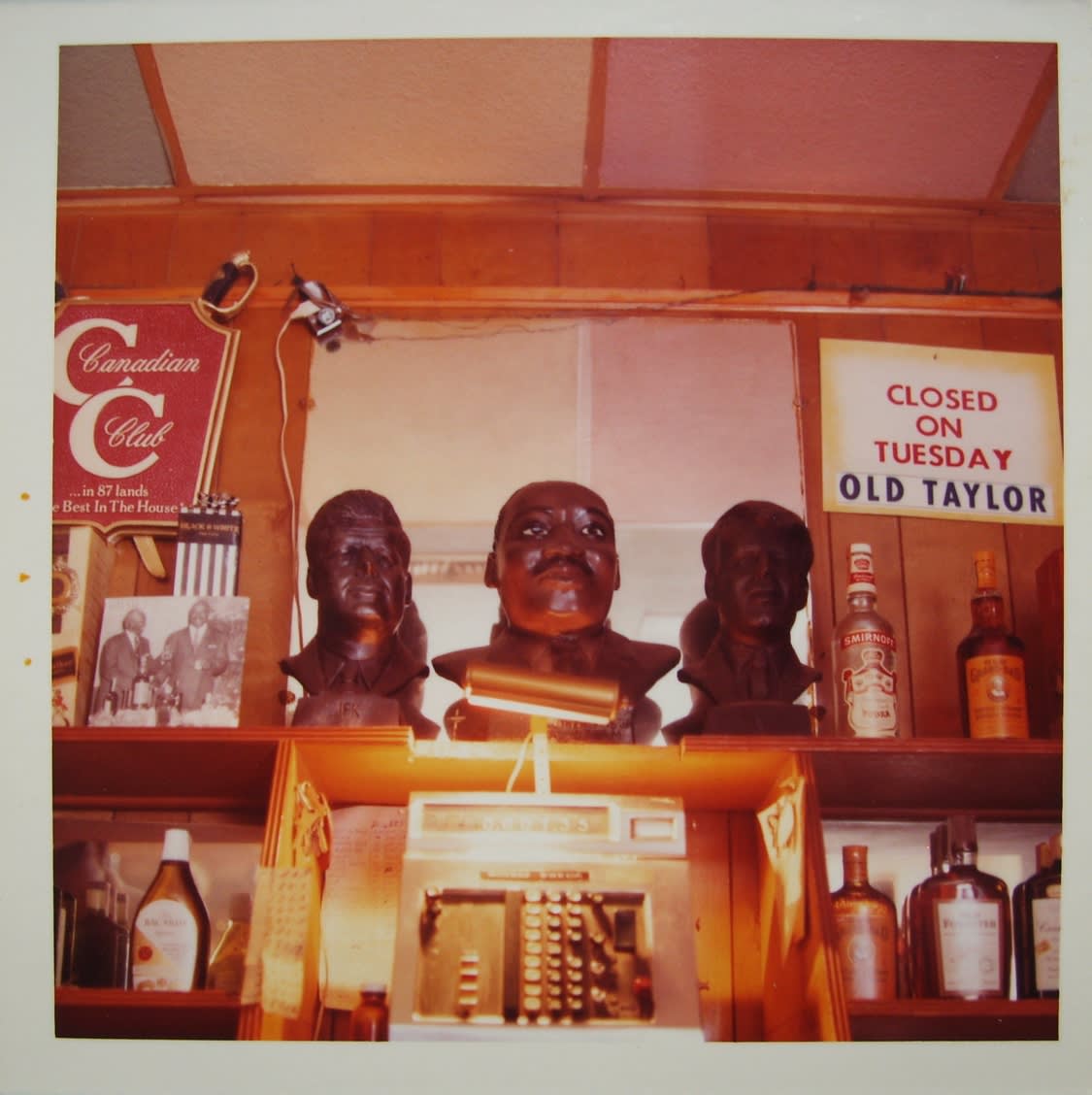 William Eggleston, Untitled (Martin Luther King, JFK & RFK decanters in Bar), 1972 (Printed 1972)