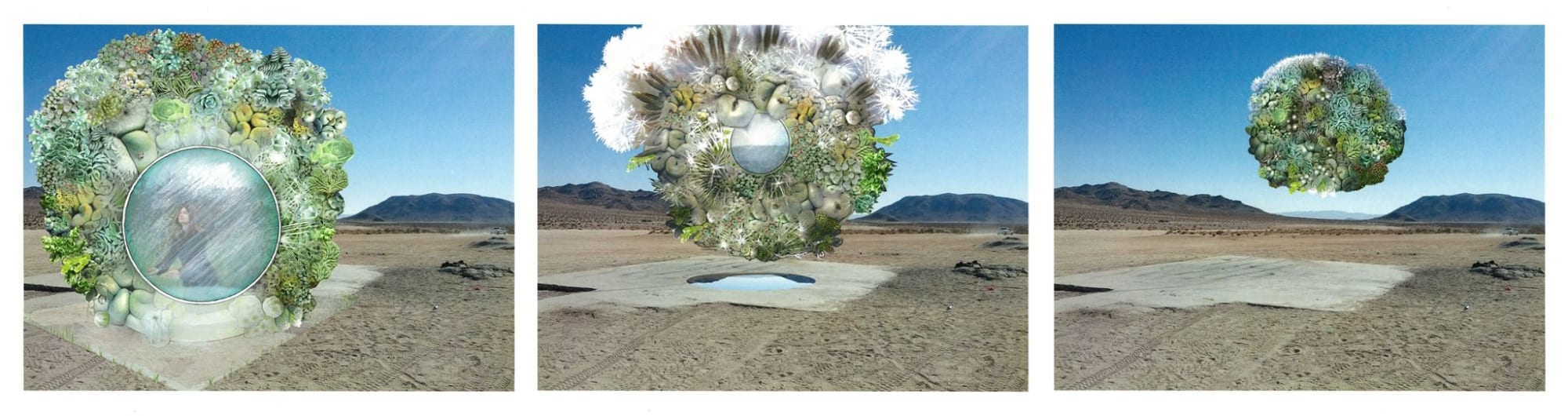 Claudia Bucher, Spacespore Test Flight VisualizationGiant Rock Airstrip, Landers CA, 2014