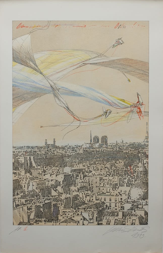 Lebbeus Woods, Aerial Paris Series, #2 -- Perspective View, 1989