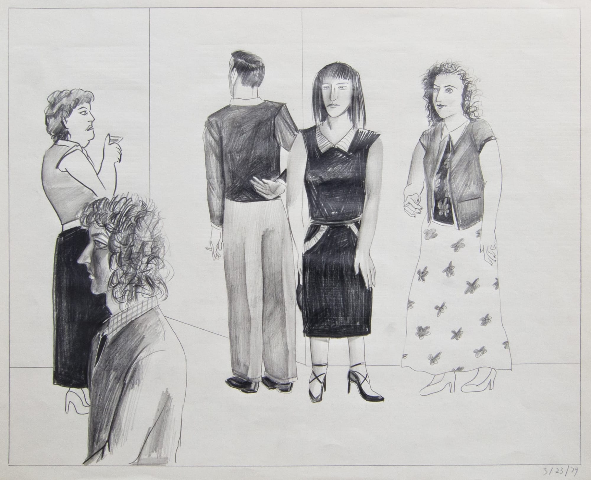 Patrick Angus, Five Standing Figures, 3/23/79, 1979