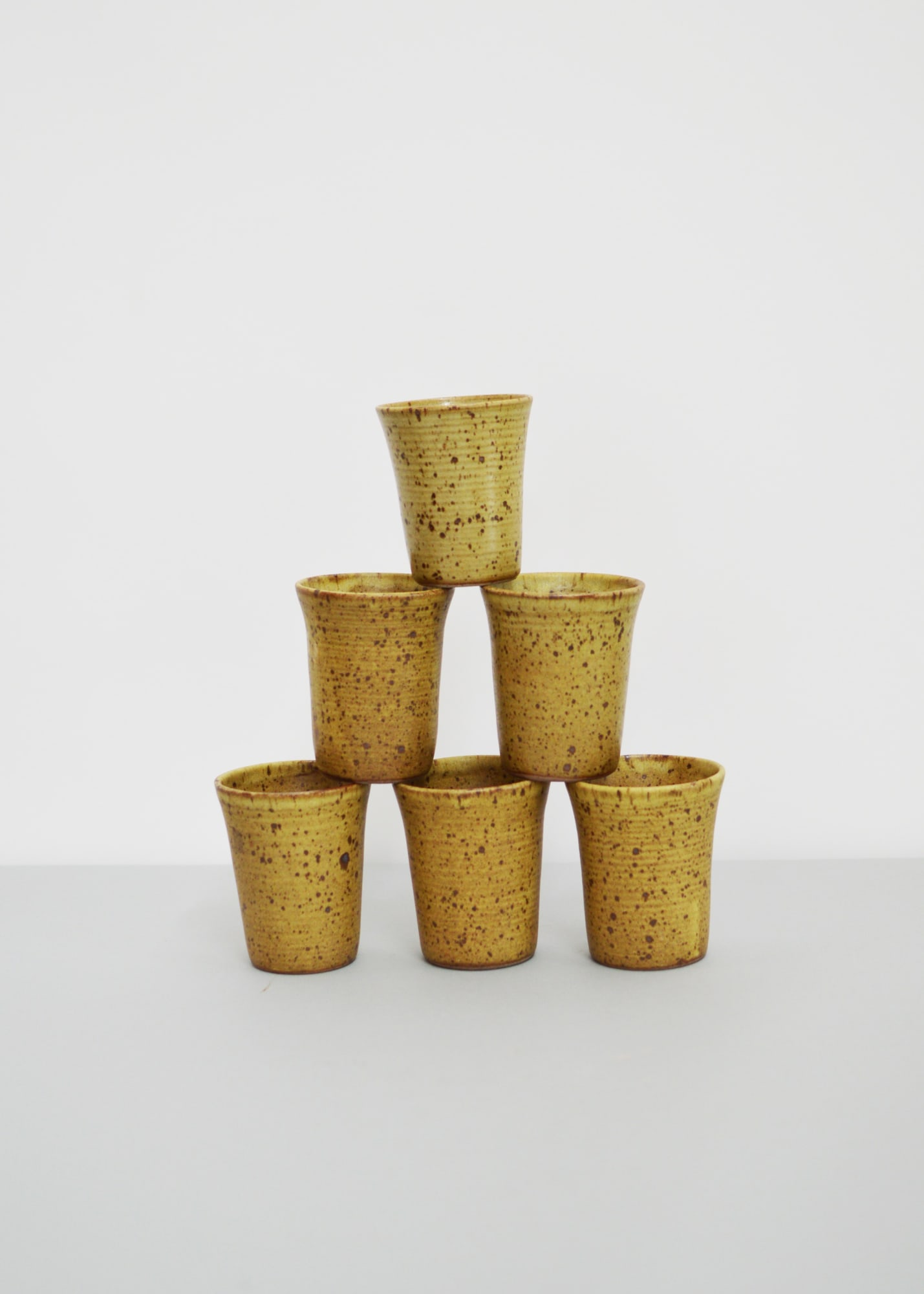 French Studio Pottery, Set of six mugs