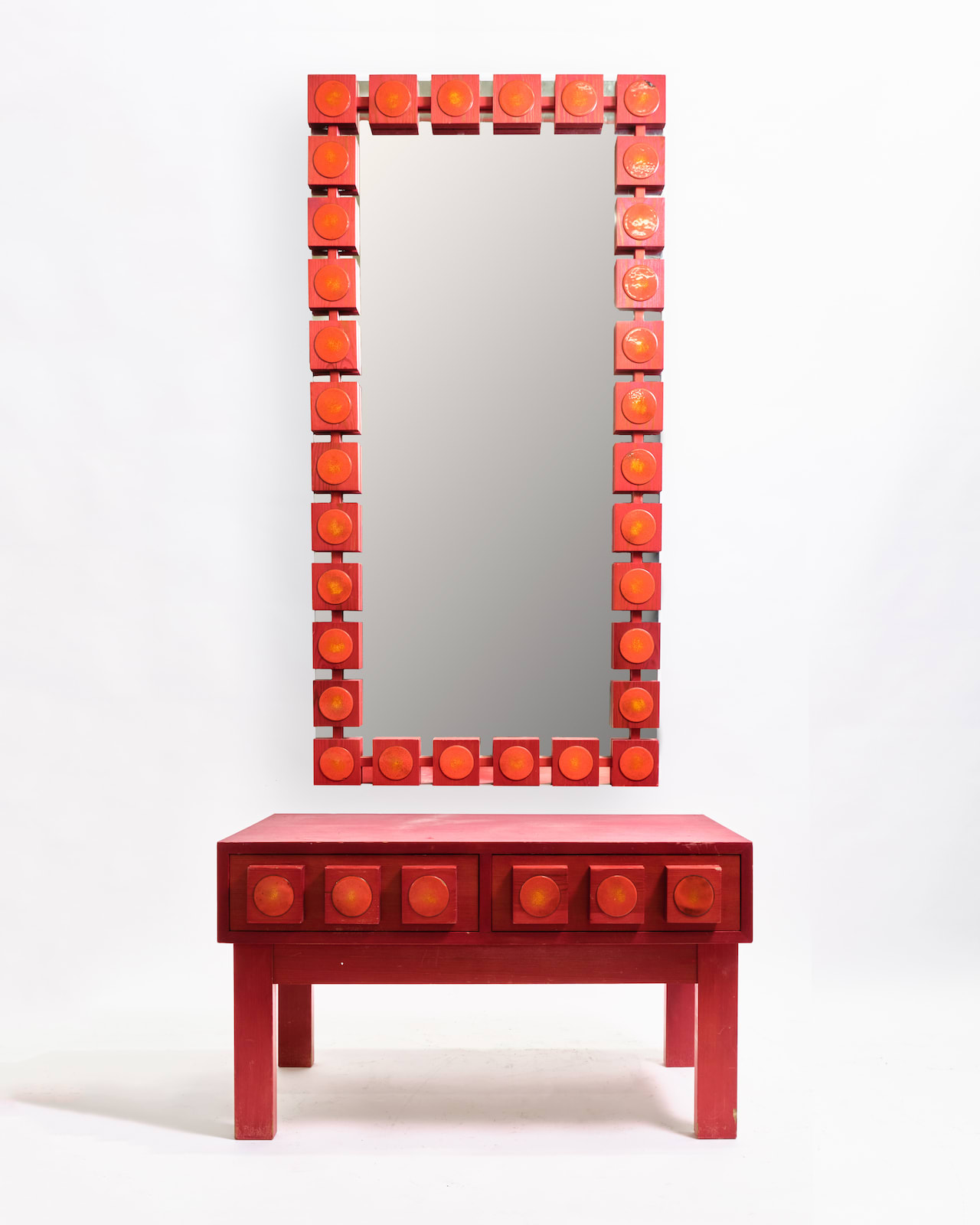 Glas & Trä Hovmantorp, 'Pop art' wall mirror with chest