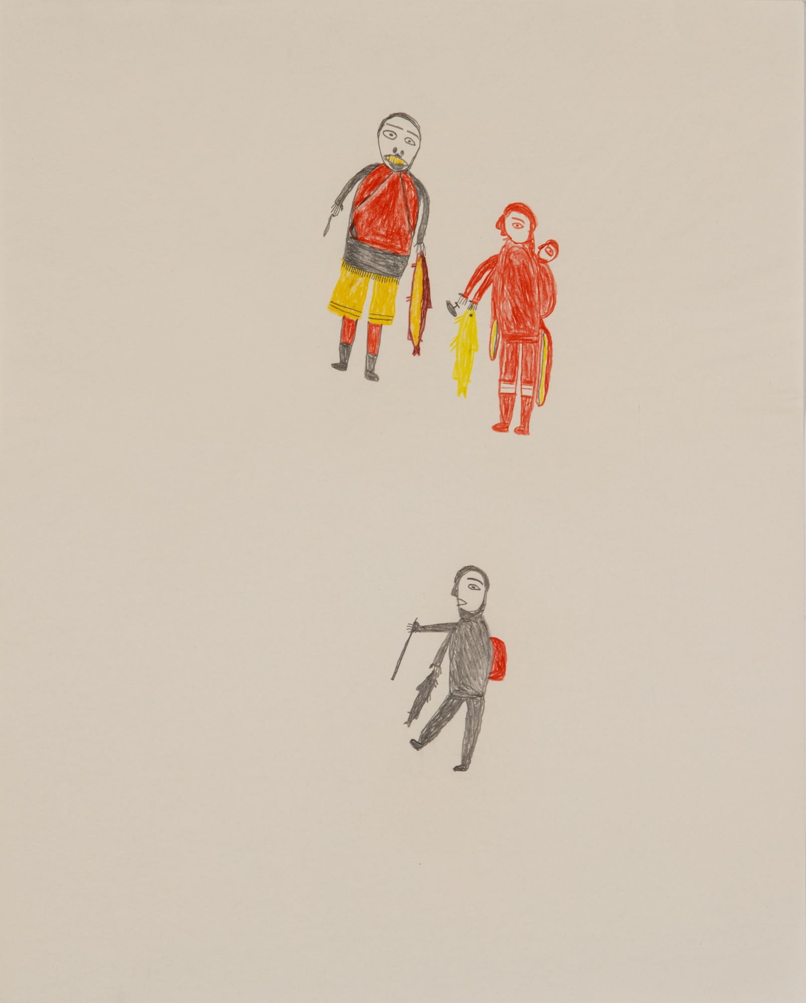 LUKE ANGUHADLUQ (1895-1982) QAMANI’TUAQ (BAKER LAKE) Plentiful Catch, c. 1970 coloured pencil on thin wove paper, 24 x 19 in (61 x 48.3 cm)